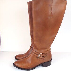 COLE HAAN DOVER Women's 8 B Brown Leather Designer Knee High Riding Boots